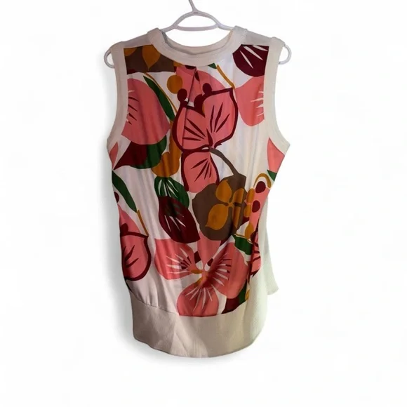 Ted Baker White Sleeveless Top with Pink, Mustard & Green Floral Print - Picture 4 of 9